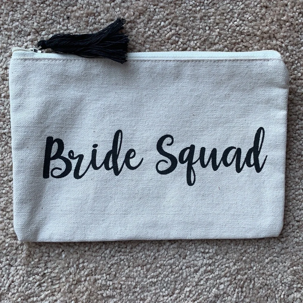 Bride and bride squad canvas clutches